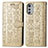 Leather Case Stands Fashionable Pattern Flip Cover Holder S03D for Motorola Moto E32 Gold