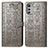 Leather Case Stands Fashionable Pattern Flip Cover Holder S03D for Motorola Moto E32 Gray