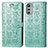 Leather Case Stands Fashionable Pattern Flip Cover Holder S03D for Motorola Moto E32 Green