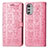 Leather Case Stands Fashionable Pattern Flip Cover Holder S03D for Motorola Moto E32 Pink