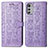 Leather Case Stands Fashionable Pattern Flip Cover Holder S03D for Motorola Moto E32s Purple