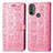 Leather Case Stands Fashionable Pattern Flip Cover Holder S03D for Motorola Moto E40 Pink