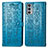 Leather Case Stands Fashionable Pattern Flip Cover Holder S03D for Motorola Moto Edge 20 5G Blue