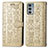 Leather Case Stands Fashionable Pattern Flip Cover Holder S03D for Motorola Moto Edge 20 5G Gold