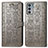 Leather Case Stands Fashionable Pattern Flip Cover Holder S03D for Motorola Moto Edge 20 5G Gray