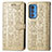 Leather Case Stands Fashionable Pattern Flip Cover Holder S03D for Motorola Moto Edge 20 Pro 5G Gold