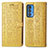 Leather Case Stands Fashionable Pattern Flip Cover Holder S03D for Motorola Moto Edge 20 Pro 5G Yellow