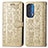 Leather Case Stands Fashionable Pattern Flip Cover Holder S03D for Motorola Moto Edge (2021) 5G Gold