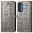 Leather Case Stands Fashionable Pattern Flip Cover Holder S03D for Motorola Moto Edge (2021) 5G Gray