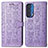 Leather Case Stands Fashionable Pattern Flip Cover Holder S03D for Motorola Moto Edge (2021) 5G Purple