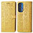 Leather Case Stands Fashionable Pattern Flip Cover Holder S03D for Motorola Moto Edge (2021) 5G Yellow