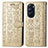 Leather Case Stands Fashionable Pattern Flip Cover Holder S03D for Motorola Moto Edge 30 Pro 5G Gold