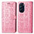 Leather Case Stands Fashionable Pattern Flip Cover Holder S03D for Motorola Moto Edge 30 Pro 5G Pink