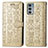 Leather Case Stands Fashionable Pattern Flip Cover Holder S03D for Motorola Moto Edge Lite 5G Gold