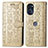 Leather Case Stands Fashionable Pattern Flip Cover Holder S03D for Motorola Moto G 5G (2022) Gold