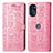 Leather Case Stands Fashionable Pattern Flip Cover Holder S03D for Motorola Moto G 5G (2022) Pink