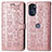 Leather Case Stands Fashionable Pattern Flip Cover Holder S03D for Motorola Moto G 5G (2022) Rose Gold