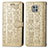 Leather Case Stands Fashionable Pattern Flip Cover Holder S03D for Motorola Moto G Power (2021) Gold