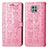 Leather Case Stands Fashionable Pattern Flip Cover Holder S03D for Motorola Moto G Power (2021) Pink