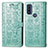 Leather Case Stands Fashionable Pattern Flip Cover Holder S03D for Motorola Moto G Pure Green