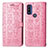 Leather Case Stands Fashionable Pattern Flip Cover Holder S03D for Motorola Moto G Pure Pink