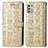 Leather Case Stands Fashionable Pattern Flip Cover Holder S03D for Motorola Moto G Stylus (2021) Gold