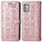 Leather Case Stands Fashionable Pattern Flip Cover Holder S03D for Motorola Moto G Stylus (2021) Rose Gold