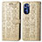 Leather Case Stands Fashionable Pattern Flip Cover Holder S03D for Motorola Moto G Stylus (2022) 4G Gold