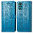 Leather Case Stands Fashionable Pattern Flip Cover Holder S03D for Motorola Moto G22 Blue