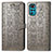 Leather Case Stands Fashionable Pattern Flip Cover Holder S03D for Motorola Moto G22 Gray