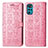 Leather Case Stands Fashionable Pattern Flip Cover Holder S03D for Motorola Moto G22 Pink
