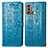 Leather Case Stands Fashionable Pattern Flip Cover Holder S03D for Motorola Moto G40 Fusion Blue