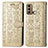 Leather Case Stands Fashionable Pattern Flip Cover Holder S03D for Motorola Moto G40 Fusion Gold