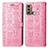 Leather Case Stands Fashionable Pattern Flip Cover Holder S03D for Motorola Moto G40 Fusion Pink