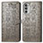 Leather Case Stands Fashionable Pattern Flip Cover Holder S03D for Motorola Moto G52j 5G Gray
