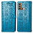 Leather Case Stands Fashionable Pattern Flip Cover Holder S03D for Motorola Moto G60 Blue