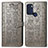 Leather Case Stands Fashionable Pattern Flip Cover Holder S03D for Motorola Moto G60s Gray