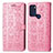 Leather Case Stands Fashionable Pattern Flip Cover Holder S03D for Motorola Moto G60s Pink