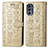 Leather Case Stands Fashionable Pattern Flip Cover Holder S03D for Motorola Moto G62 5G Gold