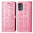 Leather Case Stands Fashionable Pattern Flip Cover Holder S03D for Motorola Moto G62 5G Pink