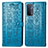 Leather Case Stands Fashionable Pattern Flip Cover Holder S03D for OnePlus Nord N200 5G Blue