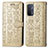 Leather Case Stands Fashionable Pattern Flip Cover Holder S03D for OnePlus Nord N200 5G Gold