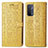 Leather Case Stands Fashionable Pattern Flip Cover Holder S03D for OnePlus Nord N200 5G Yellow