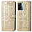 Leather Case Stands Fashionable Pattern Flip Cover Holder S03D for OnePlus Nord N300 5G Gold
