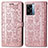 Leather Case Stands Fashionable Pattern Flip Cover Holder S03D for OnePlus Nord N300 5G Rose Gold