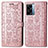 Leather Case Stands Fashionable Pattern Flip Cover Holder S03D for Oppo A57 5G Rose Gold