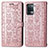 Leather Case Stands Fashionable Pattern Flip Cover Holder S03D for Oppo A94 4G Rose Gold