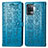 Leather Case Stands Fashionable Pattern Flip Cover Holder S03D for Oppo F19 Pro Blue