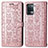 Leather Case Stands Fashionable Pattern Flip Cover Holder S03D for Oppo F19 Pro Rose Gold