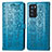 Leather Case Stands Fashionable Pattern Flip Cover Holder S03D for Oppo Reno6 Pro 5G India Blue